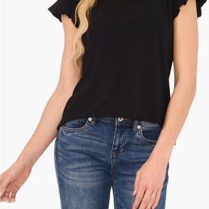 CeCe Black Puff Sleeve Blouse